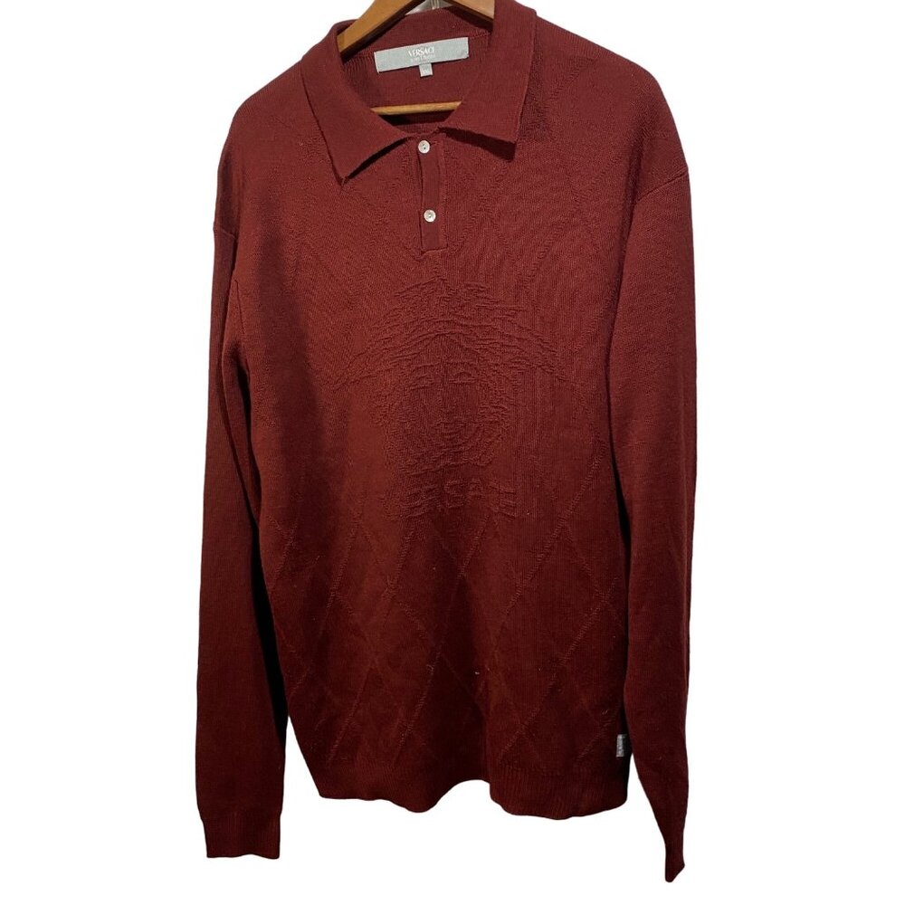 Men’s Versace Maroon Sweater Wool Blend XXL